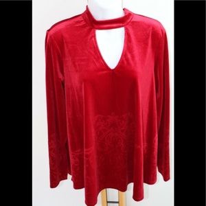 Red velvet/velour top sz large